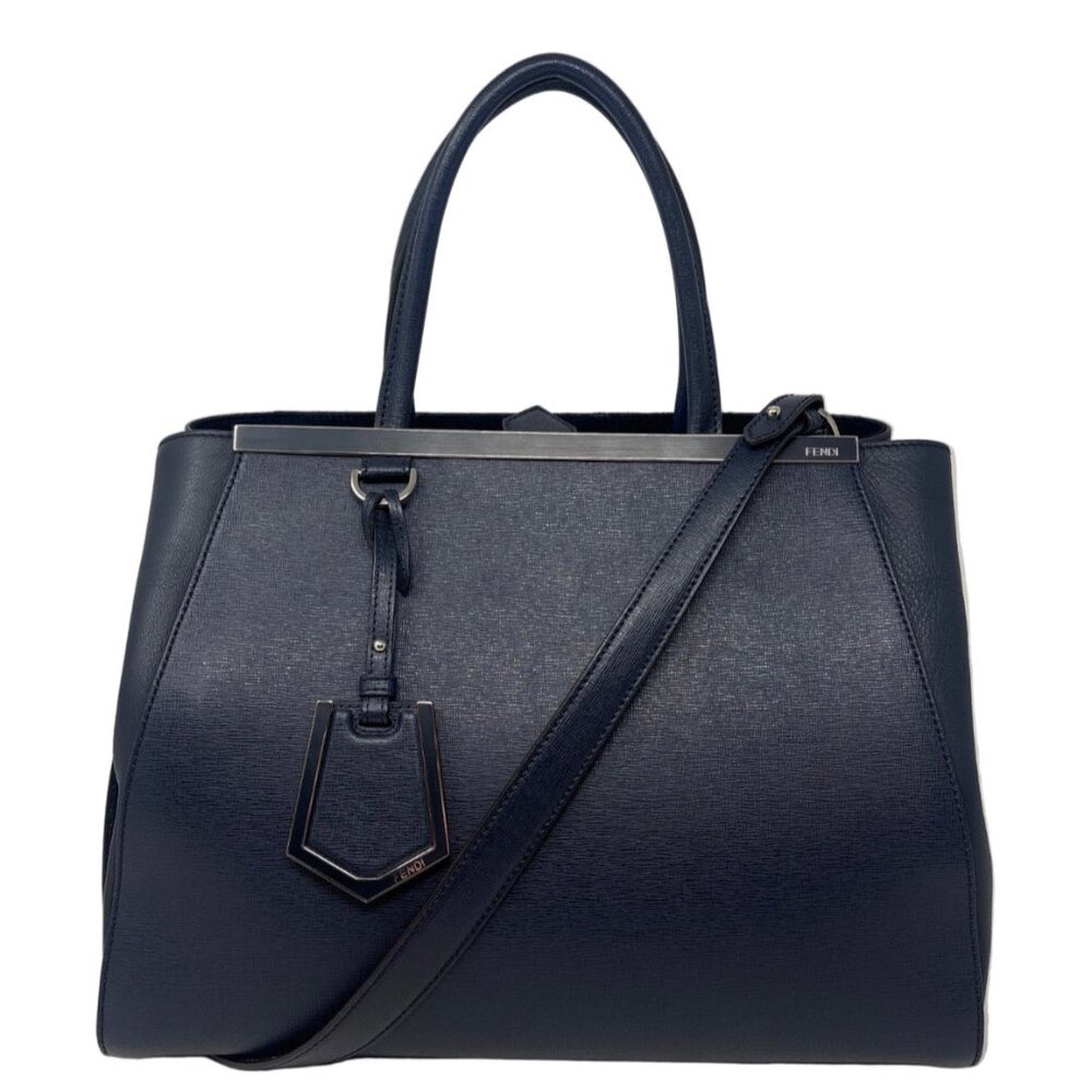 Fendi Navy Leather 2Jours Tote Handbag